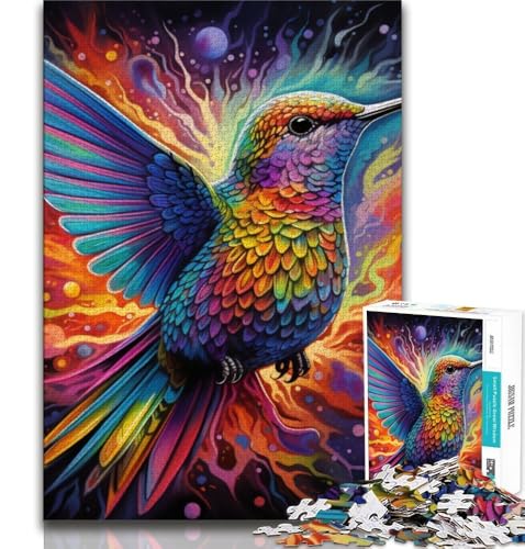 Psychedelischer Kolibri, 1000 Teile Puzzle für Erwachsene und Jugendliche, anspruchsvolles Spielspielzeug, jedes Teil ist einzigartig – anspruchsvolles Familienspiel (38x26cm) von LYXIANY