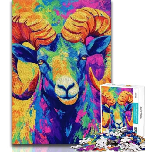 Psychedelisches Argali-Puzzle für Erwachsene, 1000-teiliges Puzzle, Denkspiel, Wanddekoration, einzigartige Geburtstags, 38x26cm von LYXIANY