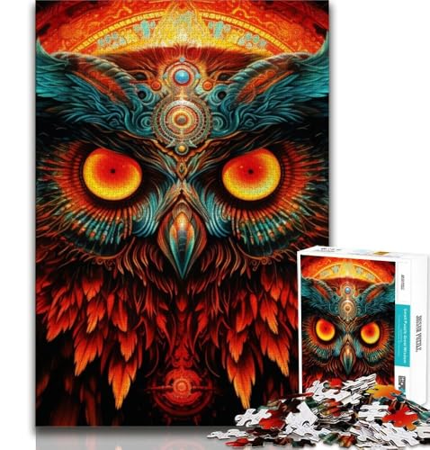 Psychedelisches Eulen-Puzzle mit 1000 Teilen für Teenager, Denkspiel, Wanddekoration, einzigartige Geburtstags (38x26cm) von LYXIANY