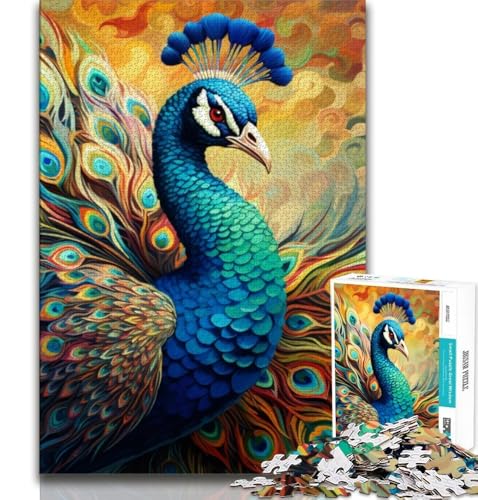 Psychedelisches Pfauen-Puzzle mit 1000 Teilen für Teenager, Lernspiele, Heimdekoration, Geschenk für die ganze Familie (38x26cm) von LYXIANY
