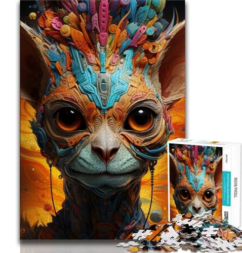 Psychedelisches Tierlemur, 1000-teiliges Puzzle für Erwachsene und Jugendliche, Spielzeug, Lernspiele, stressabbauende Wanddekoration (38x26cm) von LYXIANY