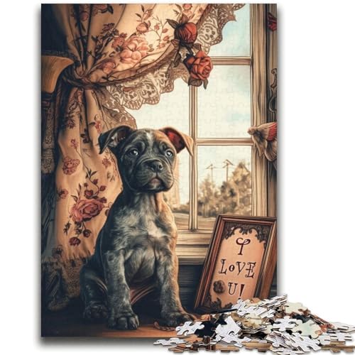 Puppy by The Window 1000-teiliges Puzzle für Erwachsene, Stressabbau, schwierige Herausforderung, geeignet als Schreibtischdekoration (38x52cm) von LYXIANY