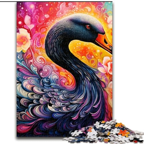 Puzzle, Farbe: Schwarzer Schwan, Holzpuzzle, 50x75cm, anspruchsvolles Denkspiel, Familienaktivität, Heimdekoration von LYXIANY