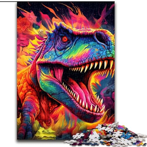 Puzzle, buntes Tyrannosaurus-Puzzle aus Pappe, 26x38cm, anspruchsvolles Denkspiel, Familienaktivität, Heimdekoration Puzzle, buntes Tyrannosaurus-Puzzle aus Pappe, 26x38cm, anspruchsvolles Denkspiel, Familienaktivität, Heimdekoration von LYXIANY