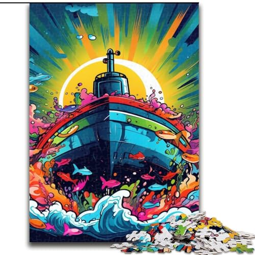 Puzzle, buntes U-Boot, Holzpuzzle, 50x75cm, anspruchsvolles Denkspiel, Familienaktivität, Heimdekoration von LYXIANY