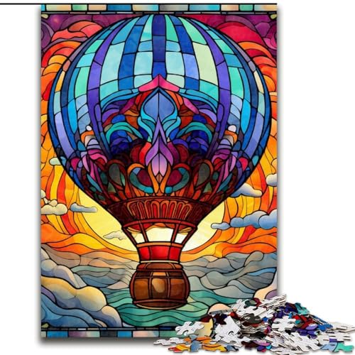 Puzzle, farbenfrohe Kunst, Heißluftballon, Holzpuzzle, 50x75cm, anspruchsvolles Denkspiel, Familienaktivität, Heimdekoration von LYXIANY