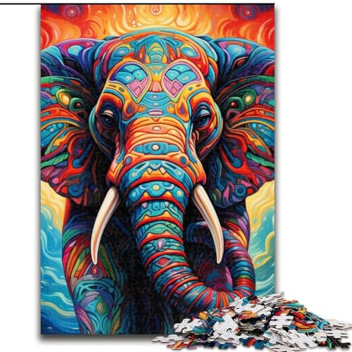 Puzzle, farbenfrohes Kunst-Elefanten-Holzpuzzle, 50x75cm, anspruchsvolles Denkspiel, Familienaktivität, Heimdekoration Puzzle, farbenfrohes Kunst-Elefanten-Holzpuzzle, 50x75cm, anspruchsvolles Denkspiel, Familienaktivität, Heimdekoration von LYXIANY