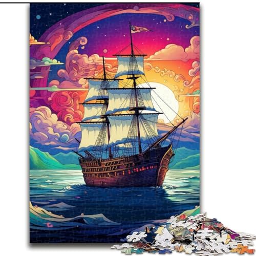 Puzzle, farbenfrohes Kunst-Piratenschiff, Holzpuzzle, 50x75cm, anspruchsvolles Denkspiel, Familienaktivität, Heimdekoration Puzzle, farbenfrohes Kunst-Piratenschiff, Holzpuzzle, 50x75cm, anspruchsvolles Denkspiel, Familienaktivität, Heimdekoration von LYXIANY