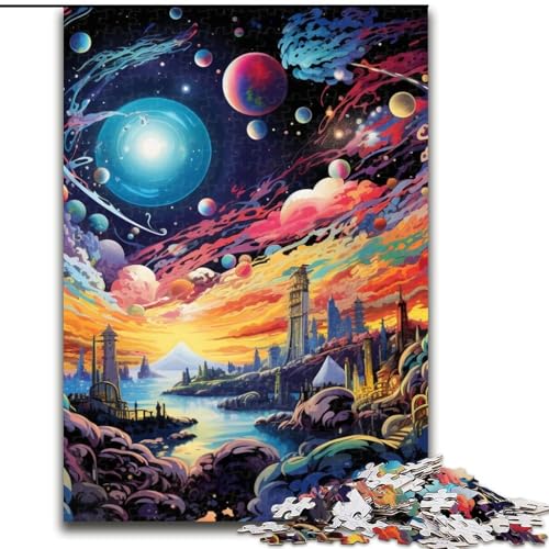 Puzzle „Bunter Planet“ aus Pappe, 26x38cm, anspruchsvolles Denkspiel, Familienaktivität, Heimdekoration Puzzle „Bunter Planet“ aus Pappe, 26x38cm, anspruchsvolles Denkspiel, Familienaktivität, Heimdekoration von LYXIANY