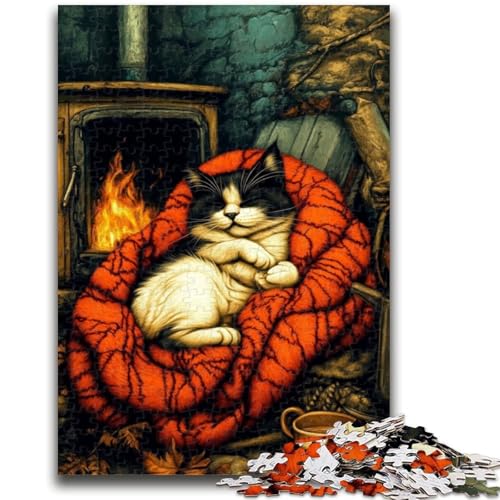 Puzzle „Katze am Kamin“ für Teenager, 1000 Teile, Lernspiele, Heimdekoration, Geschenk für die ganze Familie (50x75cm) von LYXIANY