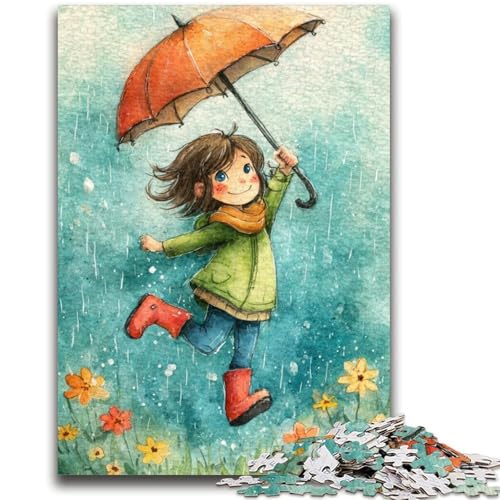 Puzzle „Kleines Mädchen mit Regenschirm“ für Erwachsene und Teenager, Puzzle, entspannendes intellektuelles Lernspielzeug, Wichtelgeschenke (38x26cm) von LYXIANY