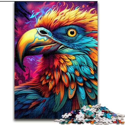 Puzzle „Psychedelischer Vogel“ aus Pappe, 26x38cm, anspruchsvolles Denkspiel, Familienaktivität, Heimdekoration von LYXIANY