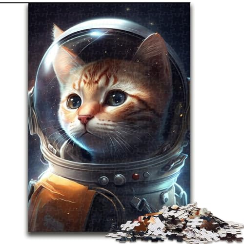 Puzzle 1000 Teile, Astronauten-Katze, Holzpuzzle für Erwachsene, Größe 50x75cm, Denkspiel für Teenager und Familieninteraktion von LYXIANY