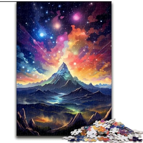Puzzle 1000 Teile, Berg mit bunten Sternen, Kartonpuzzle für Erwachsene, Größe 26x38cm, Denkspiel für Teenager und Familieninteraktion von LYXIANY