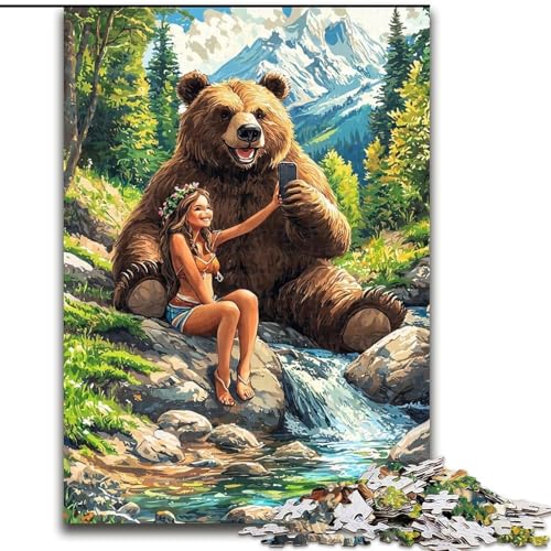 Puzzle 1000 Teile, Braunbär und kleines Mädchen, kreatives Familienspiel und Heimdekoration, Teenager (Größe 26x38cm) von LYXIANY