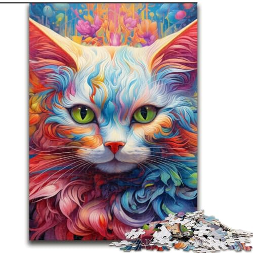 Puzzle 1000 Teile, Bunte psychedelische Katze, Puzzle 1000 Teile für Erwachsene, interaktives Familienspiel, DIY-Heimdekoration, Gehirn-Herausforderung, Geschenk, 50x75cm Puzzle 1000 Teile, Bunte psychedelische Katze, Puzzle 1000 Teile für Erwachsene, interaktives Familienspiel, DIY-Heimdekoration, Gehirn-Herausforderung, Geschenk, 50x75cm von LYXIANY