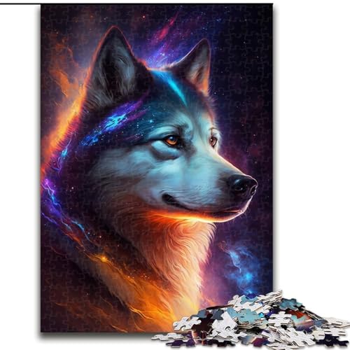 Puzzle 1000 Teile, Bunter Husky, Holzpuzzle, interaktives Familienspiel, Denksportaufgabe, Lernspielzeug, Größe 50x75cm Puzzle 1000 Teile, Bunter Husky, Holzpuzzle, interaktives Familienspiel, Denksportaufgabe, Lernspielzeug, Größe 50x75cm von LYXIANY