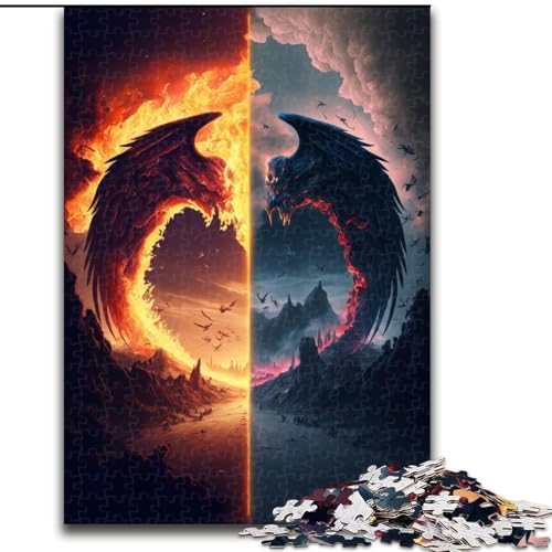 Puzzle 1000 Teile, EIS- und Feuerschädel, Holzpuzzle für Erwachsene, Größe 50x75cm, Denkspiel für Teenager und Familieninteraktion von LYXIANY