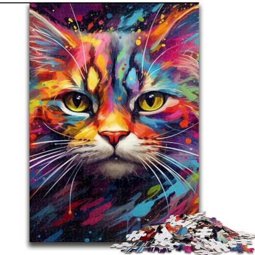 Puzzle 1000 Teile, Farbkatzen-Puzzle für Erwachsene, Größe: 50x75cm, DIY-Dekoration, Gehirn-Herausforderung, für Erwachsene, Familie von LYXIANY