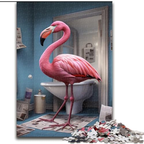 Puzzle 1000 Teile, Flamingo liest Zeitung, Puzzle für Erwachsene, anspruchsvolles Denkspiel, Familienaktivität, Heimdekoration, Größe: 38x26cm von LYXIANY
