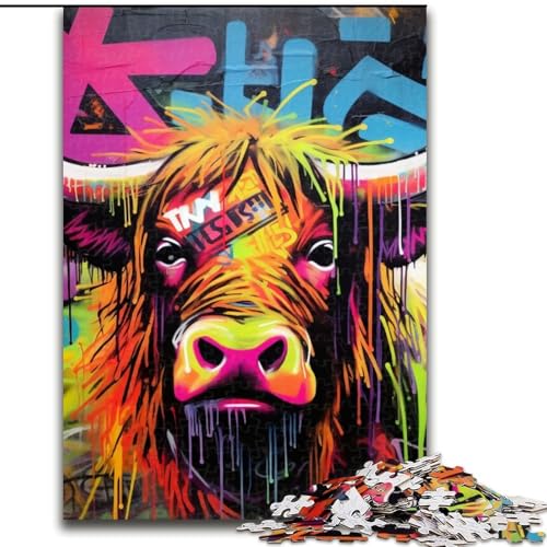 Puzzle 1000 Teile, Graffiti-Malerei, Yak, 1000 Teile, Puzzle, Spielzeug, Geschenk, pädagogisches, intellektuelles, entspannendes Spaßspiel für die ganze Familie, 50x75cm Puzzle 1000 Teile, Graffiti-Malerei, Yak, 1000 Teile, Puzzle, Spielzeug, Geschenk, pädagogisches, intellektuelles, entspannendes Spaßspiel für die ganze Familie, 50x75cm von LYXIANY