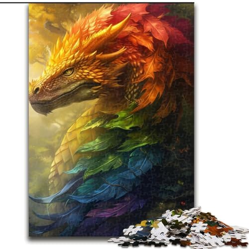Puzzle 1000 Teile, Grüner Drache, Holzpuzzle für Erwachsene, Größe 50x75cm, Denkspiel für Teenager und Familieninteraktion von LYXIANY