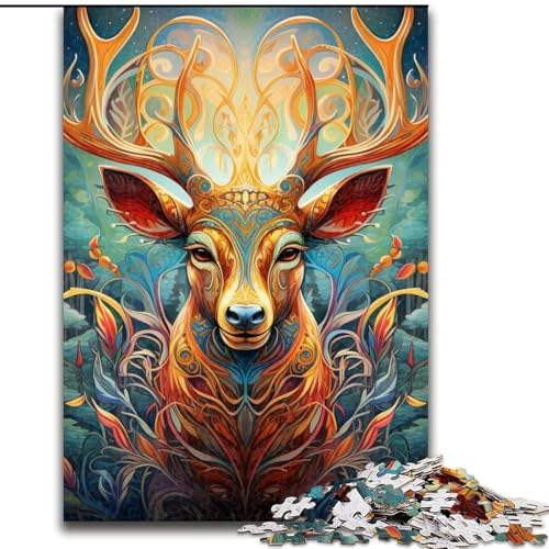 Puzzle 1000 Teile, Hirsch, psychedelische Kunst, 1000 Teile, Puzzle, Spielzeug, Geschenk, pädagogisches, intellektuelles, entspannendes Spaßspiel für die ganze Familie, 26x38cm Puzzle 1000 Teile, Hirsch, psychedelische Kunst, 1000 Teile, Puzzle, Spielzeug, Geschenk, pädagogisches, intellektuelles, entspannendes Spaßspiel für die ganze Familie, 26x38cm von LYXIANY