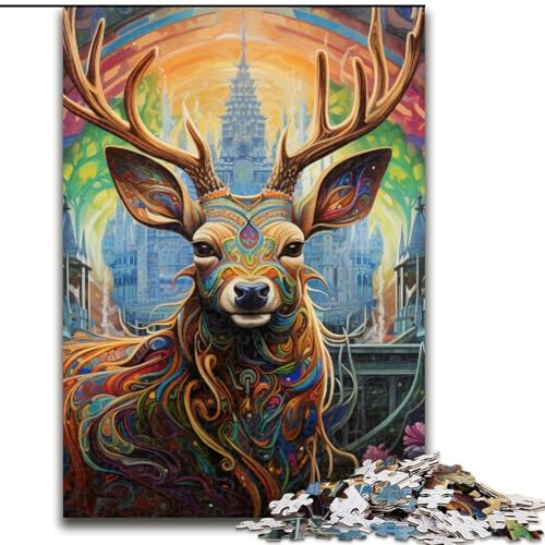 Puzzle 1000 Teile, Hirsch, psychedelische Kunst, Puzzle für Erwachsene, 1000 Teile, für Jugendliche, Lernspiele, Geschenke, 50x75cm Puzzle 1000 Teile, Hirsch, psychedelische Kunst, Puzzle für Erwachsene, 1000 Teile, für Jugendliche, Lernspiele, Geschenke, 50x75cm von LYXIANY