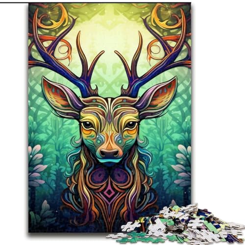 Puzzle 1000 Teile, Hirsch, psychedelische Kunst, Puzzle für Erwachsene, 1000 Teile, für Jugendliche, Lernspiele, Geschenke, 50x75cm Puzzle 1000 Teile, Hirsch, psychedelische Kunst, Puzzle für Erwachsene, 1000 Teile, für Jugendliche, Lernspiele, Geschenke, 50x75cm von LYXIANY
