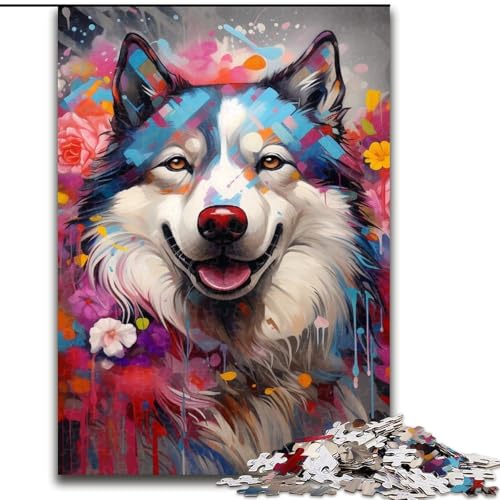 Puzzle 1000 Teile, Husky, anspruchsvolles Puzzle, anspruchsvolles Denkspiel für Teenager, Spaß am Familienspielabend, 50x75cm von LYXIANY