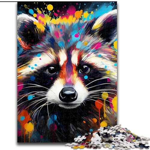 Puzzle 1000 Teile, Jigsaw Art Waschbär, Puzzles für Erwachsene 1000 für Jugendliche, Lernspiele, Geschenke, 26x38cm von LYXIANY