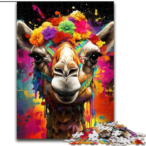 Puzzle 1000 Teile, Kamel mit Blumen, schwierige Puzzles für Erwachsene, Familienaktivität, Heimdekoration zum Selbermachen, Größe: 50x75cm von LYXIANY