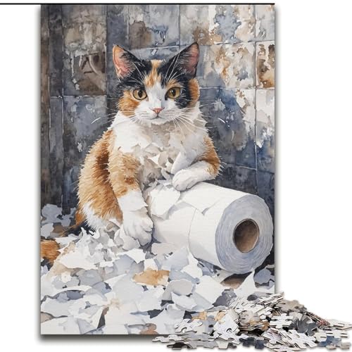Puzzle 1000 Teile, Katze spielt mit Toilettenpapier, Puzzle aus Holz, anspruchsvolles Denkspiel für Teenager, Familienspaß, interaktives Spiel, Größe 50x75cm Puzzle 1000 Teile, Katze spielt mit Toilettenpapier, Puzzle aus Holz, anspruchsvolles Denkspiel für Teenager, Familienspaß, interaktives Spiel, Größe 50x75cm von LYXIANY