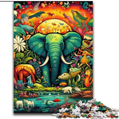 Puzzle 1000 Teile, Kunst-Elefant, 1000-teiliges Puzzle, Spielzeug, Geschenk, pädagogisches, intellektuelles, entspannendes Spaßspiel für die ganze Familie, 26x38cm Puzzle 1000 Teile, Kunst-Elefant, 1000-teiliges Puzzle, Spielzeug, Geschenk, pädagogisches, intellektuelles, entspannendes Spaßspiel für die ganze Familie, 26x38cm von LYXIANY