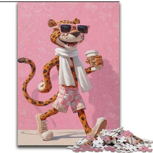 Puzzle 1000 Teile, Leopard trinkt Kaffee, Puzzle aus Holz, anspruchsvolles Denkspiel für Teenager, Familienspaß, interaktives Spiel, Größe 50x75cm Puzzle 1000 Teile, Leopard trinkt Kaffee, Puzzle aus Holz, anspruchsvolles Denkspiel für Teenager, Familienspaß, interaktives Spiel, Größe 50x75cm von LYXIANY
