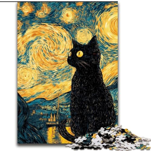 Puzzle 1000 Teile, Nachthimmel-Katze, Puzzle aus Holz, Spaß für die ganze Familie, Basteln, perfekt für Geburtstage, Feiertage, Größe 50x75cm Puzzle 1000 Teile, Nachthimmel-Katze, Puzzle aus Holz, Spaß für die ganze Familie, Basteln, perfekt für Geburtstage, Feiertage, Größe 50x75cm von LYXIANY