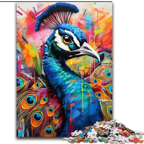Puzzle 1000 Teile, Pfauen-Graffiti, 1000 Teile, Puzzle, Spielzeug, Geschenk, pädagogisches, intellektuelles, entspannendes Spaßspiel für die ganze Familie, 26x38cm Puzzle 1000 Teile, Pfauen-Graffiti, 1000 Teile, Puzzle, Spielzeug, Geschenk, pädagogisches, intellektuelles, entspannendes Spaßspiel für die ganze Familie, 26x38cm von LYXIANY
