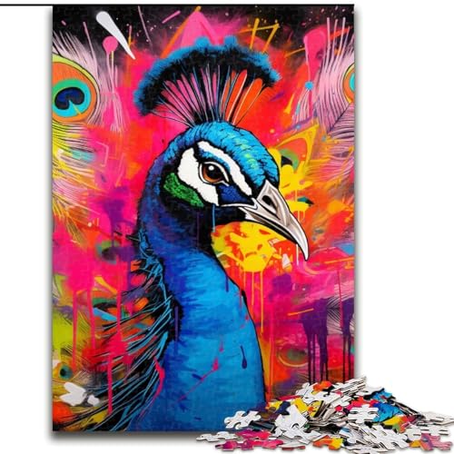 Puzzle 1000 Teile, Pfauen-Graffiti-Malerei, Puzzle für Erwachsene, 1000 Teile, für Jugendliche, Lernspiele, Geschenke, 50x75cm Puzzle 1000 Teile, Pfauen-Graffiti-Malerei, Puzzle für Erwachsene, 1000 Teile, für Jugendliche, Lernspiele, Geschenke, 50x75cm von LYXIANY