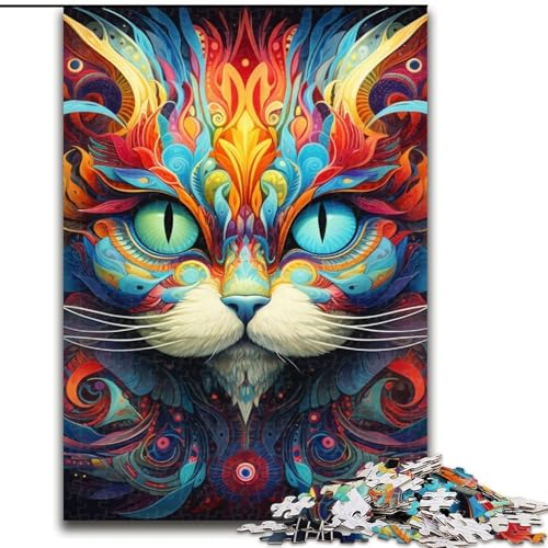 Puzzle 1000 Teile, Psychedelic Cat Art, Puzzle für Erwachsene, 1000 Teile, für Jugendliche, Lernspiele, Geschenke, 50x75cm Puzzle 1000 Teile, Psychedelic Cat Art, Puzzle für Erwachsene, 1000 Teile, für Jugendliche, Lernspiele, Geschenke, 50x75cm von LYXIANY