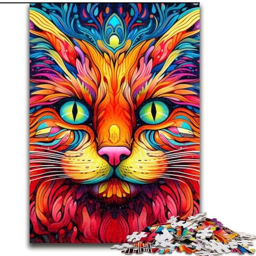 Puzzle 1000 Teile, Psychedelische Katze, Puzzle für Erwachsene, 1000 Teile, für Jugendliche, Lernspiele, Geschenke, 50x75cm Puzzle 1000 Teile, Psychedelische Katze, Puzzle für Erwachsene, 1000 Teile, für Jugendliche, Lernspiele, Geschenke, 50x75cm von LYXIANY