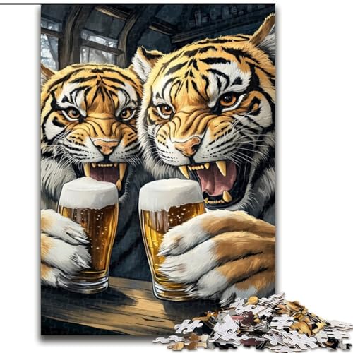 Puzzle 1000 Teile, Tiger trinkt Bier, Puzzle aus Holz, Spaß für die ganze Familie, Basteln, perfekt für Geburtstage, Feiertage, Größe 50x75cm Puzzle 1000 Teile, Tiger trinkt Bier, Puzzle aus Holz, Spaß für die ganze Familie, Basteln, perfekt für Geburtstage, Feiertage, Größe 50x75cm von LYXIANY