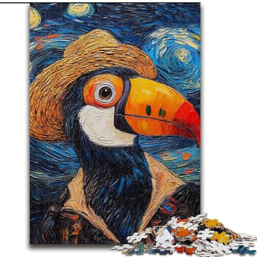 Puzzle 1000 Teile, Van Gogh-Papagei, anspruchsvolles DIY-Denkspiel, perfektes Familienspiel oder dekoratives Geschenk, Größe: 38x26cm von LYXIANY