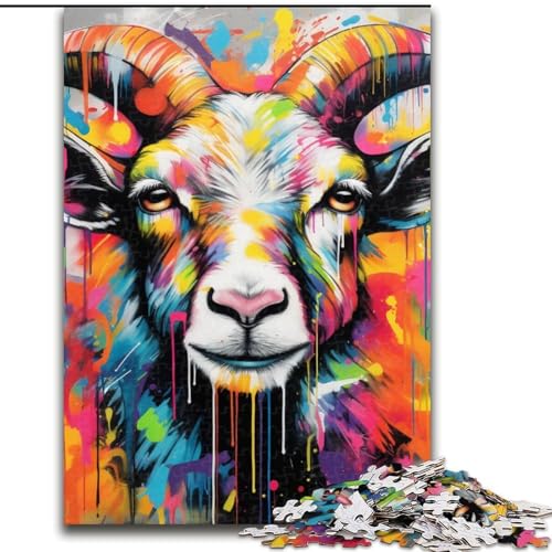 Puzzle 1000 Teile, Ziegen-Graffiti, Puzzle für Erwachsene, 1000 Teile, für Jugendliche, Lernspiele, Geschenke, 50x75cm Puzzle 1000 Teile, Ziegen-Graffiti, Puzzle für Erwachsene, 1000 Teile, für Jugendliche, Lernspiele, Geschenke, 50x75cm von LYXIANY