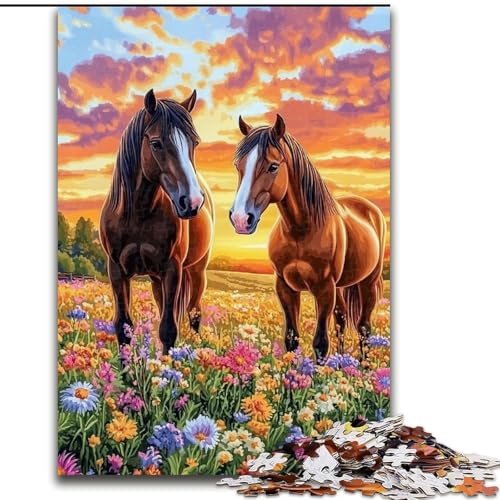 Puzzle 1000 Teile, Zwei Pferde, Puzzle aus Holz, Spaß für die ganze Familie, Basteln, perfekt für Geburtstage, Feiertage, Größe 50x75cm von LYXIANY