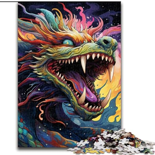 Puzzle 1000 Teile, bunter Kunstdrache, 1000-teiliges Puzzle, Spielzeug, Geschenk, pädagogisches intellektuelles Dekomprimierungsspaß, Familienspiel, 50x75cm von LYXIANY