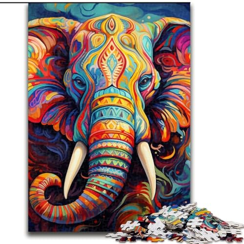 Puzzle 1000 Teile, buntes Kunst-Elefanten-Puzzle für Erwachsene, 1000 Teile, für Jugendliche, Lernspiele, Geschenke, 50x75cm Puzzle 1000 Teile, buntes Kunst-Elefanten-Puzzle für Erwachsene, 1000 Teile, für Jugendliche, Lernspiele, Geschenke, 50x75cm von LYXIANY
