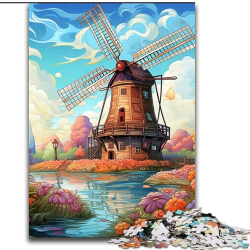 Puzzle 1000 Teile, buntes Kunst-Windmühlen-Puzzle für Erwachsene, 1000 Teile, für Jugendliche, Lernspiele, Geschenke, 26x38cm Puzzle 1000 Teile, buntes Kunst-Windmühlen-Puzzle für Erwachsene, 1000 Teile, für Jugendliche, Lernspiele, Geschenke, 26x38cm von LYXIANY