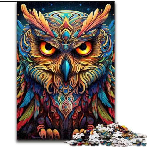 Puzzle 1000 Teile, farbenfrohe Eulen-Kunst, Kartonpuzzle für Erwachsene, 26x38cm, Geburtstage und Feiertage Puzzle 1000 Teile, farbenfrohe Eulen-Kunst, Kartonpuzzle für Erwachsene, 26x38cm, Geburtstage und Feiertage von LYXIANY