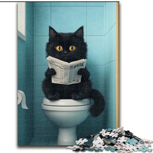Puzzle 1000 Teile „Schwarze Katze auf Toilette“, Puzzle aus Holz, anspruchsvolles Denkspiel für Teenager, Familienspaß, interaktives Spiel, Größe 50x75cm Puzzle 1000 Teile „Schwarze Katze auf Toilette“, Puzzle aus Holz, anspruchsvolles Denkspiel für Teenager, Familienspaß, interaktives Spiel, Größe 50x75cm von LYXIANY
