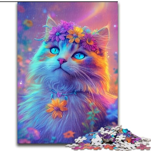 Puzzle 1000 Teile Blumen- und Katzenpuzzle aus Holz, Weihnachten, Halloween, Ostern, Neujahr, Größe 50x75cm Puzzle 1000 Teile Blumen- und Katzenpuzzle aus Holz, Weihnachten, Halloween, Ostern, Neujahr, Größe 50x75cm von LYXIANY